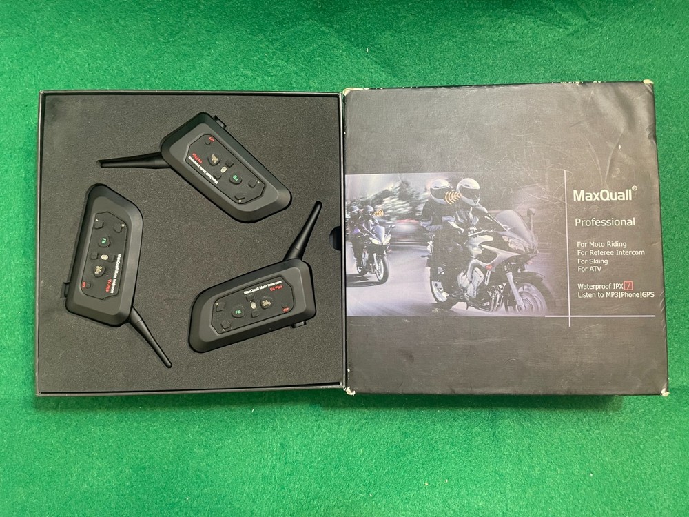 3 Pack MaxQuall ProfessionaL Moto Bluetooth Intercom Interphone Headset