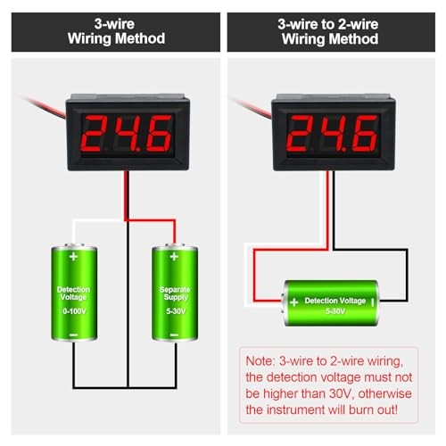 2Pack DC0-100V Mini Voltmeter Voltage Tester DC Voltage Gauge Voltage