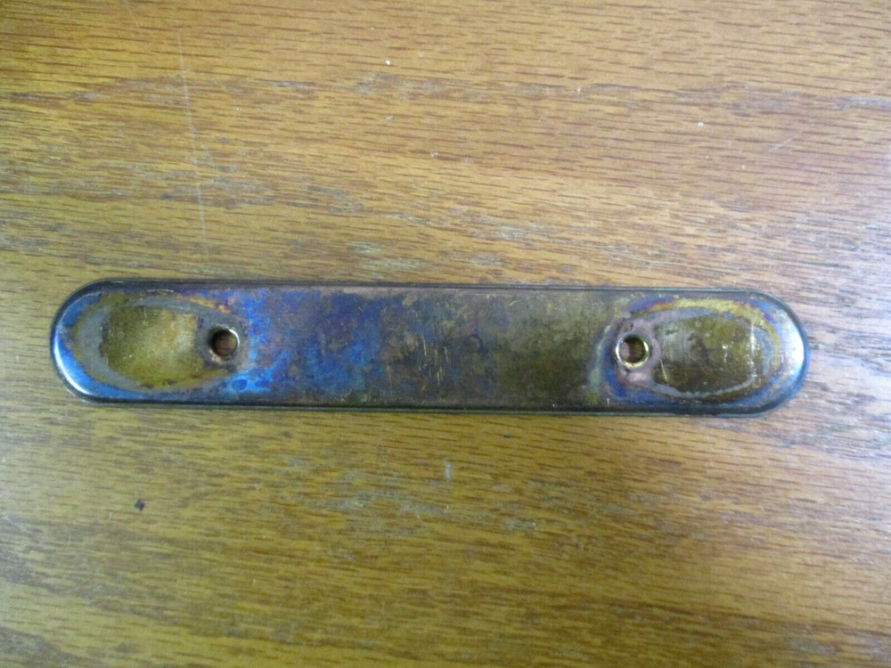Amerock 63871 Nicely Tarnished Dark Brass Pull Handle Backplate 3" Centers Vtg