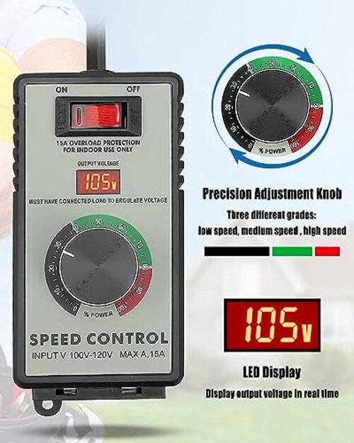 Variable Speed Controller, 120V 15 AMP AC Motor Variable Voltage Regulator