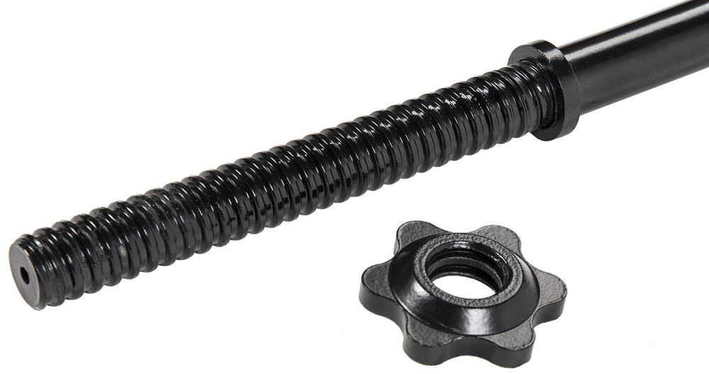 Standard Threaded Curl Barbell Curl Bar with Collars, 48 inch, Black