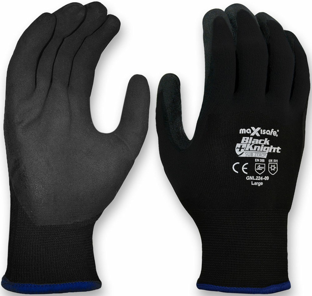 MAXISAFE BLACK KNIGHT SUB-ZERO WARM WINTER ACRYLIC WOOL LINED WORK GLOVES