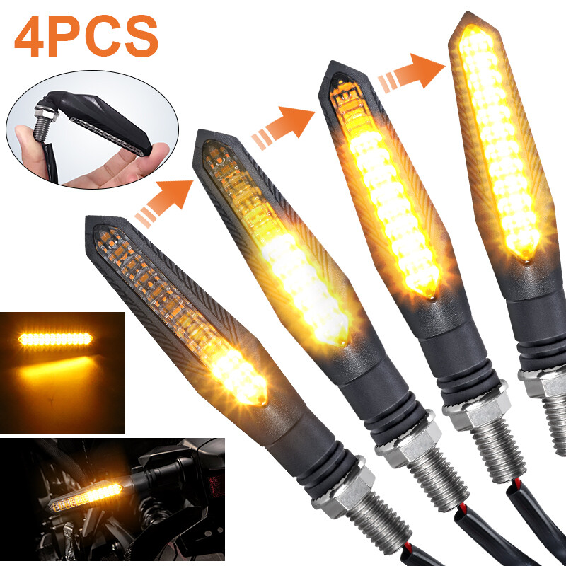 4X Motorcycle LED Turn Signal Light Indicator Flowing Sequential Amber Universal