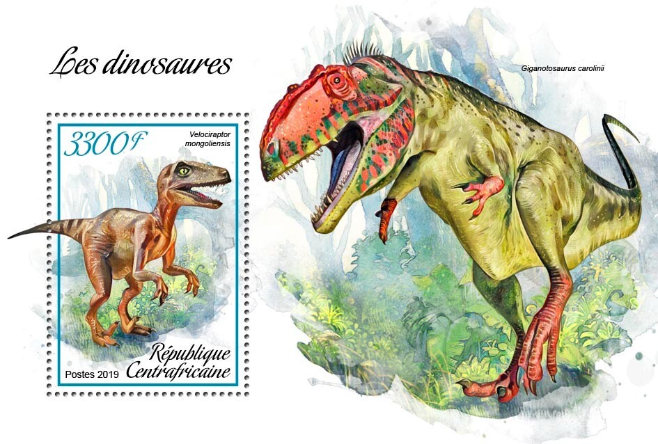 Dinosaurs MNH Stamps 2019 Central African S/S