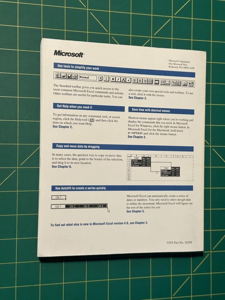Microsoft Excel User's Guide 1 Version 4.0