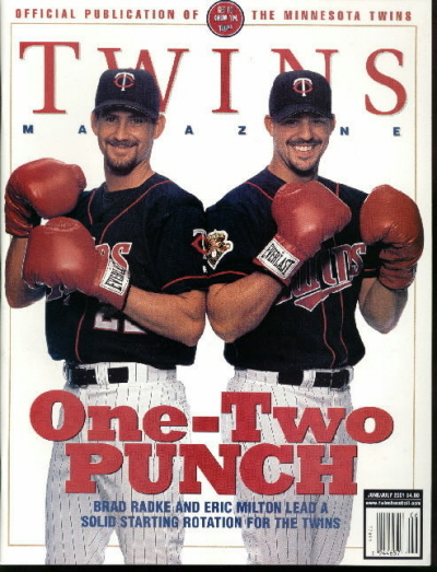 2001 Twins vs Astros Game Program Eric Milton & Brad Radke on Cover