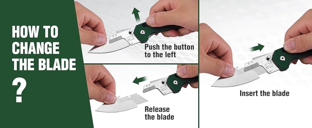 Replaceable Blade Folding Knife, 3-in-1 Poet Hunting Knives,