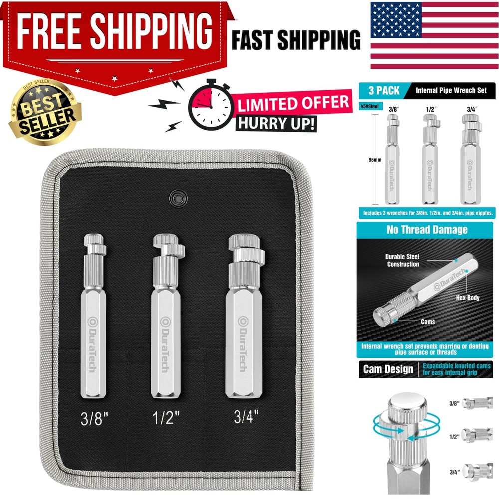 Professional 3-Piece Pipe Extractor Set - Heavy-Duty Wrench for Plumbing Tasks