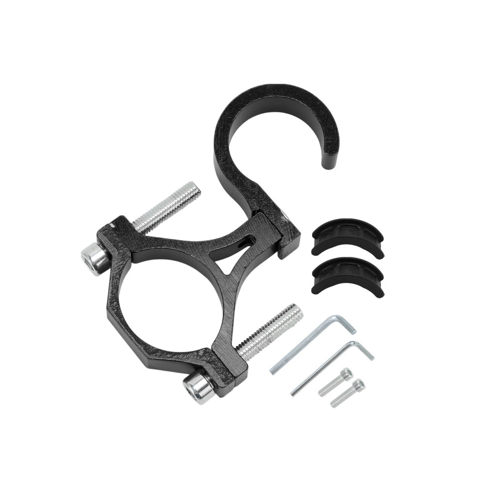 Black motorcycle hook with screws, for alloy bow, 1 pc