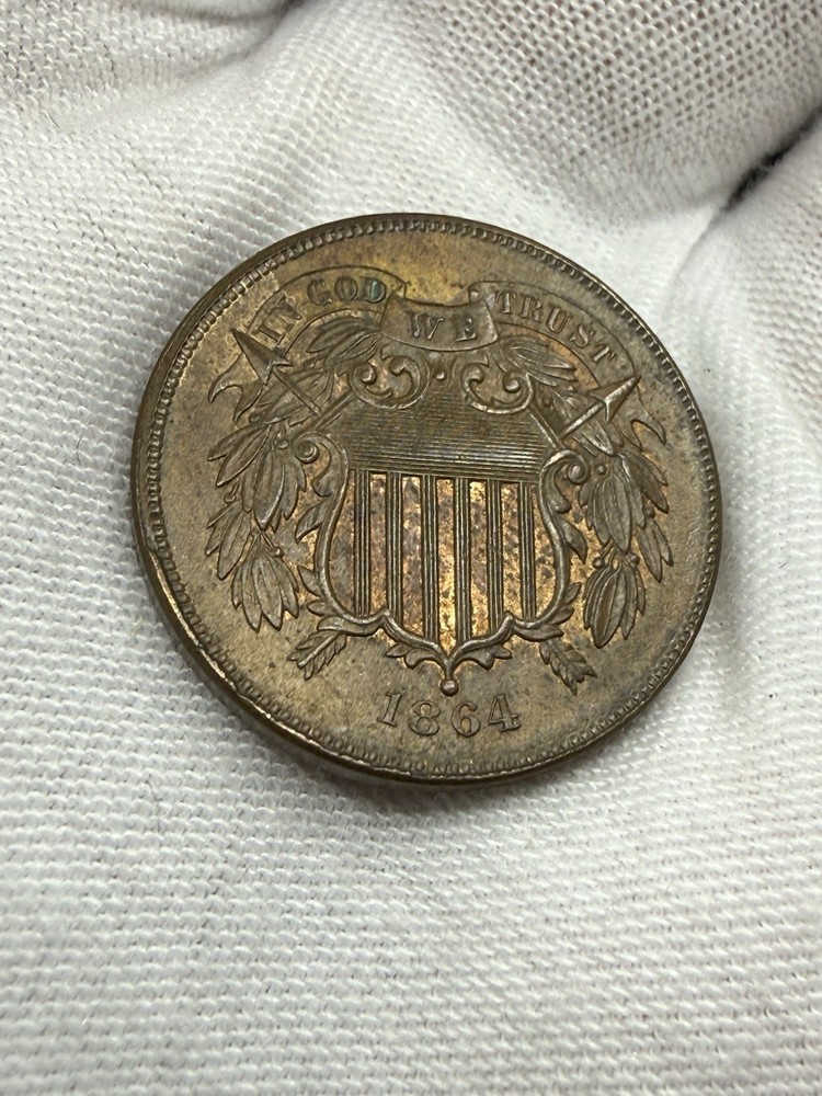 1864 Two Cent Piece 2C Large Motto US High Grade Q66
