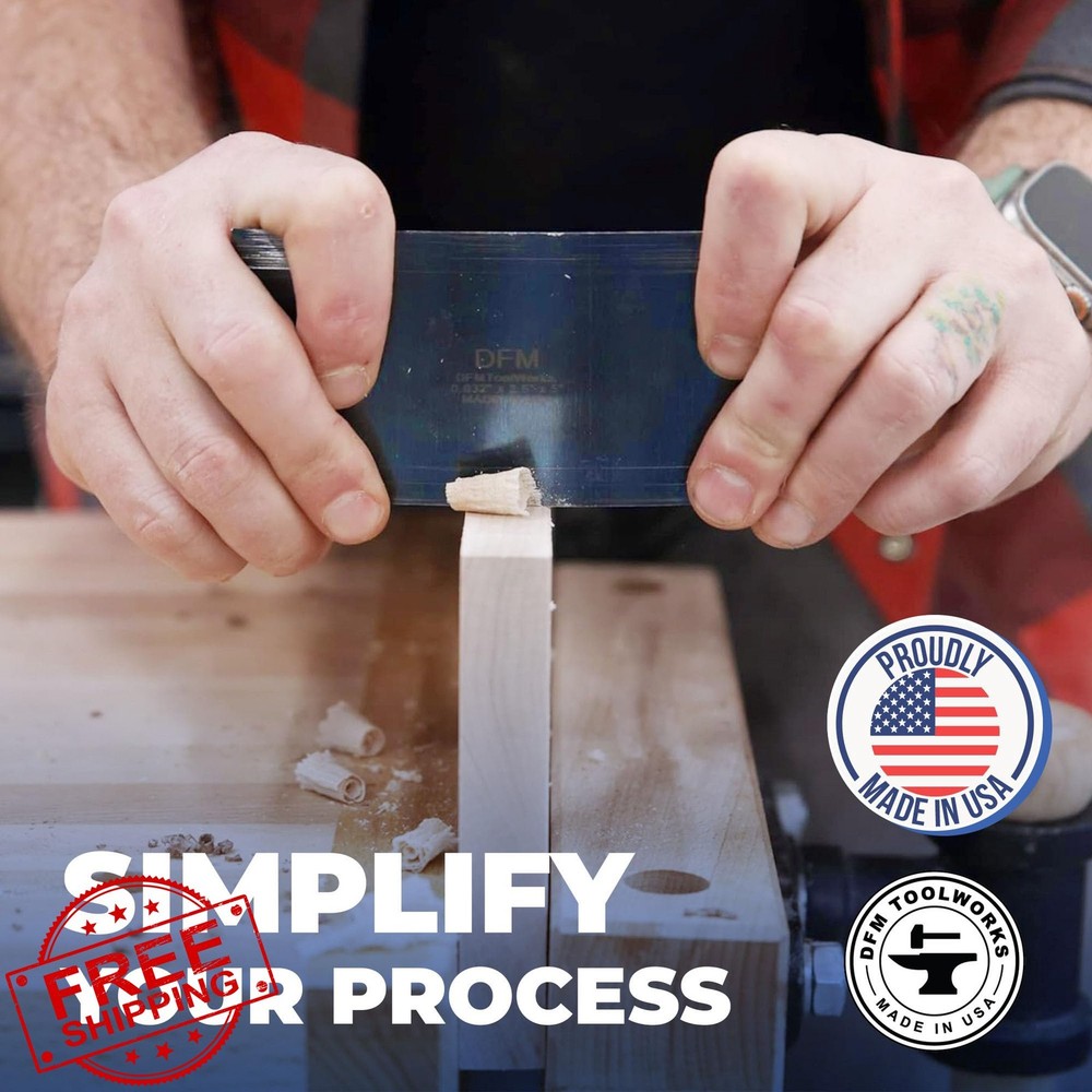 DFM Tool Works Rectangle Card Scraper Woodworking Glue Finishers Blue