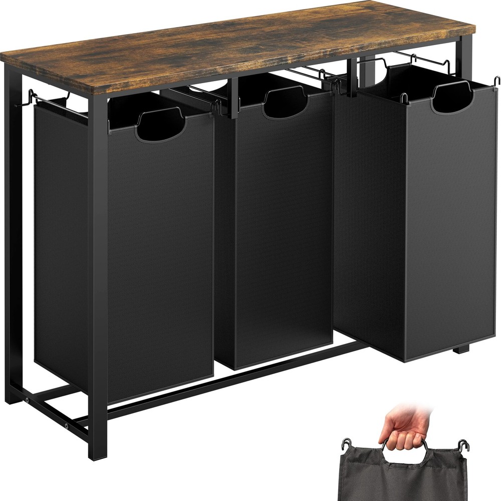 Organize Laundry Fast - 3 Section Sorter with Pull Out Hampers