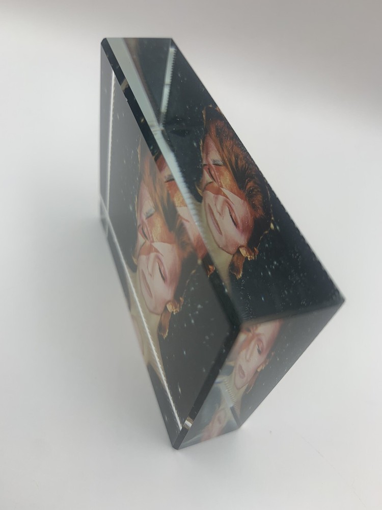 David Bowie Glass Display Block w/ chamfered edges - Unique - Nice