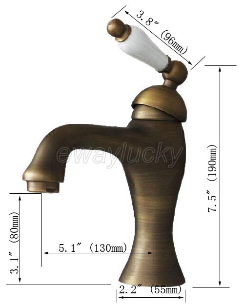 Bathroom Basin Faucet Antique Brass Single Hole Single Handle Deck Mount wnf102