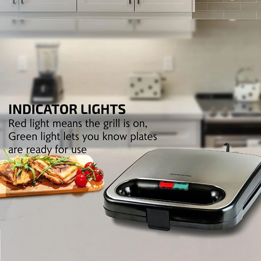 Electric Sandwich Maker with Non-Stick Plates, Indicator Lights