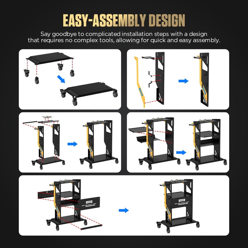 Rolling Tool Chest Tool Organizer Box w/ Rotating Lift Workbench Lockable Wheels