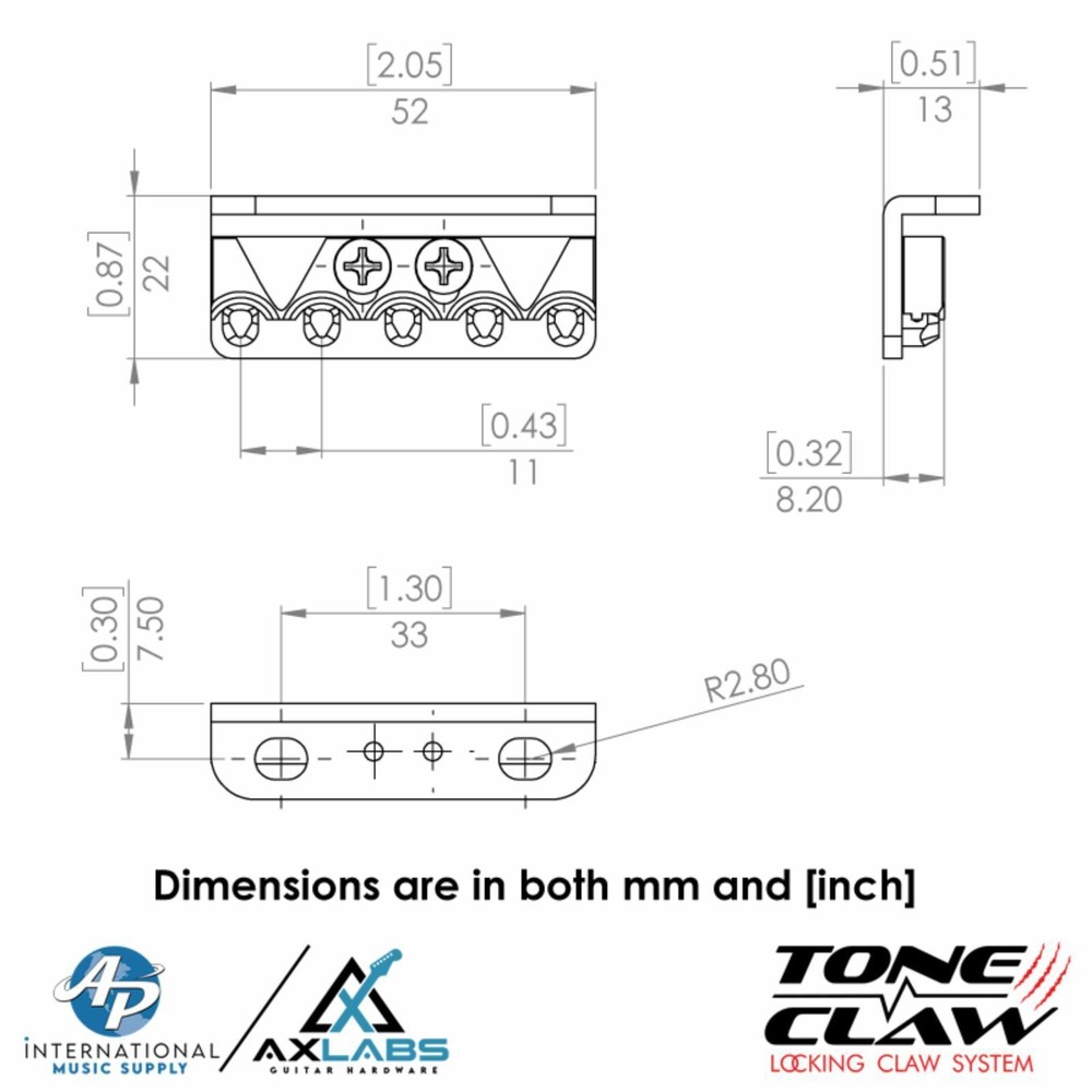 AxLabs APTCNI Tone Claw Locking Spring Claw System, Nickel