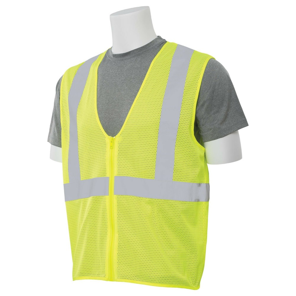 Lime Mesh Zipper Safety Vest (Class 2, Medium, No Pockets)