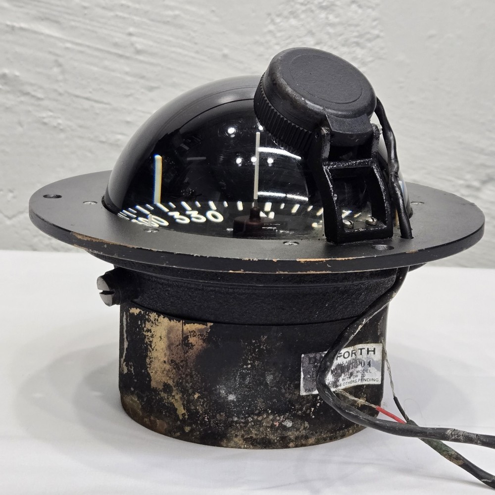 Vtg Danforth Constellation Dash Mount Compass 5" Card Red LED Light High Speed