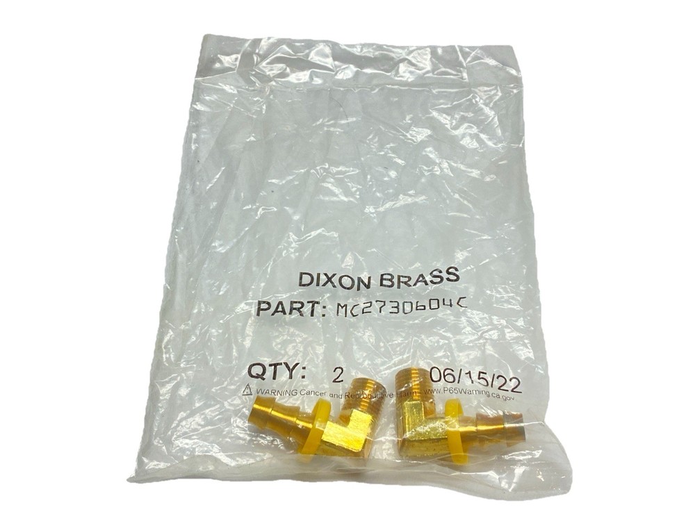 Dixon 2730604C Push-On Hose Barb Adapter Elbow 3/8" NPT x 3/8" Hose LOT OF 2