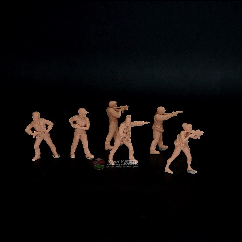 3D printed Modern 1/72 US "Agent/Bodyguard Combat posture" 6 man group model