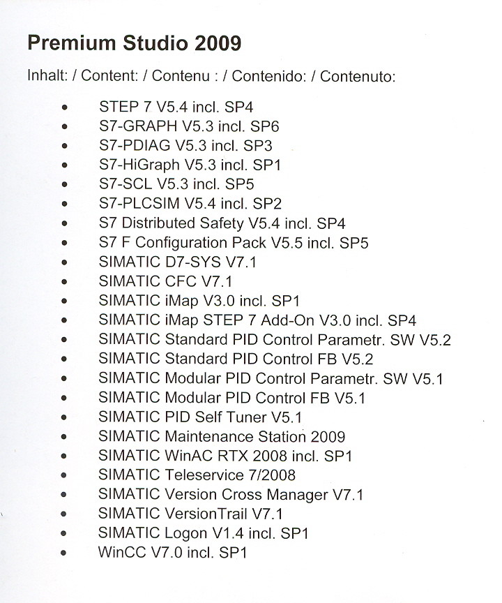 Siemens Premium Studio 2009 WINCC Step7 Simatic Sinumerik SIRIUS HMI