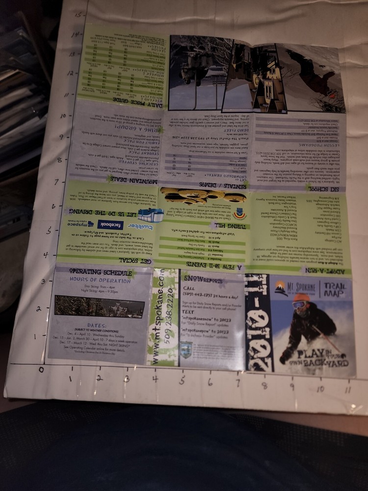 2010/11 MT SPOKANE SKI AREA TRAIL MAP. MINT UNUSED CONDITION.