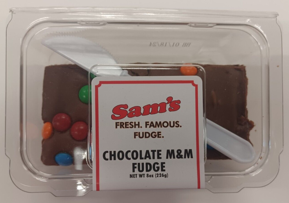 Chocolate M&M Sams Fresh Famous Fudge Candy 8 oz Container