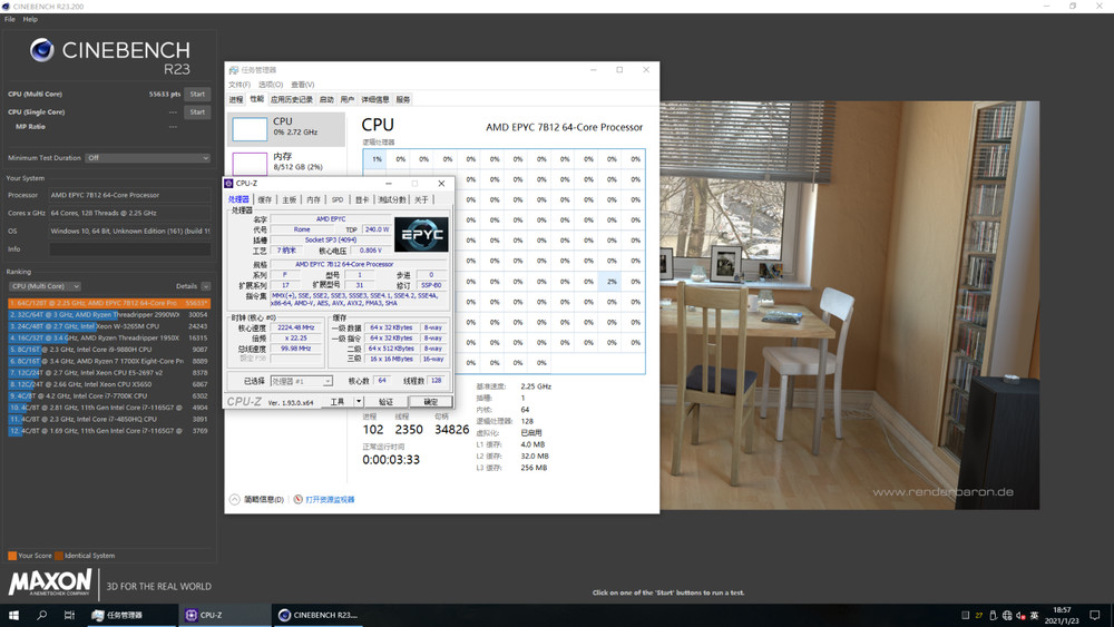 AMD EPYC 7b12 cpu processor 64 core 128 thread 2.25-3.4ghz 100-000000020EPYC7B12