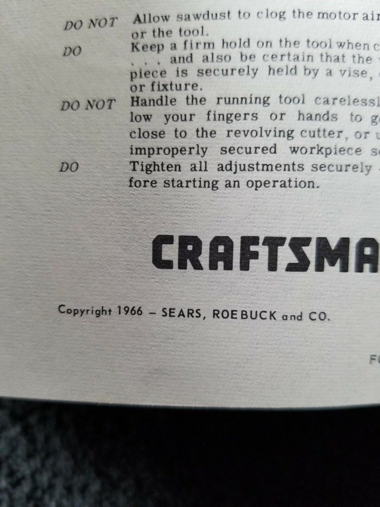 1966 Craftsman Power Router Handbook