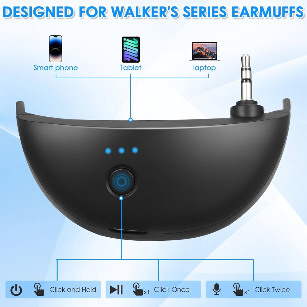Bluetooth Adapter for Walker's Earmuffs, Wireless Bluetooth 5.1 Receiver, Rec...