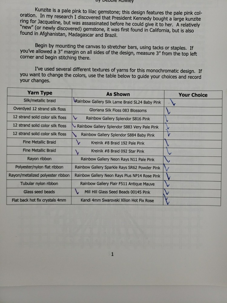 DebBee's Designs DD-158C Glitz & Glamour Kunzite Canvaswork Chart