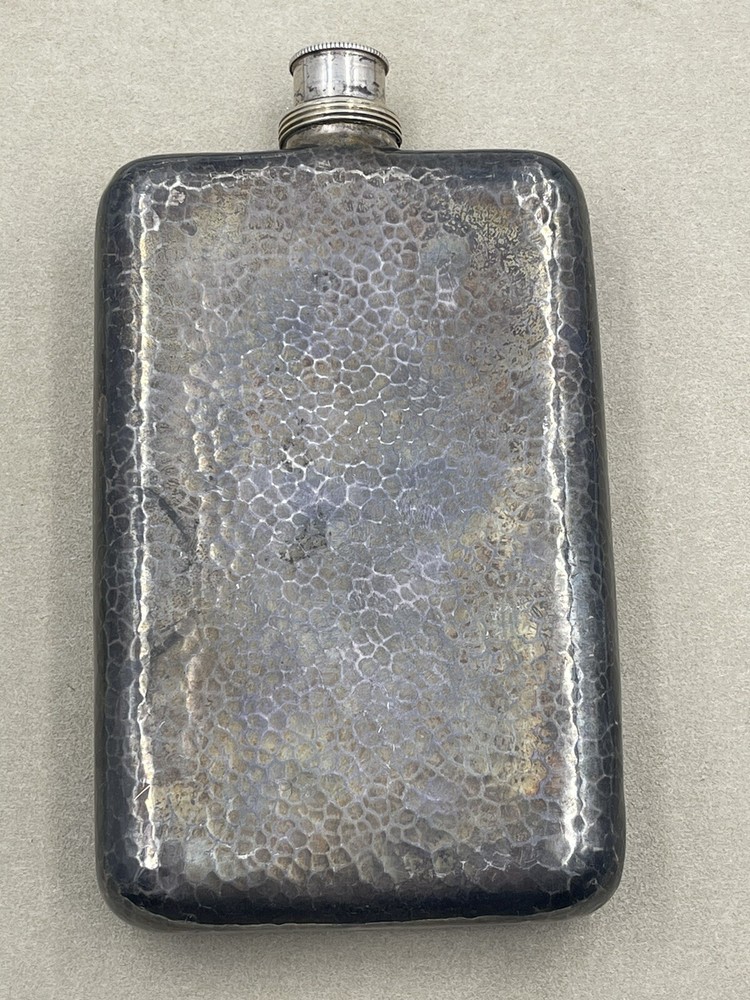 Antique Sterling Silver Flask Hand Hammered