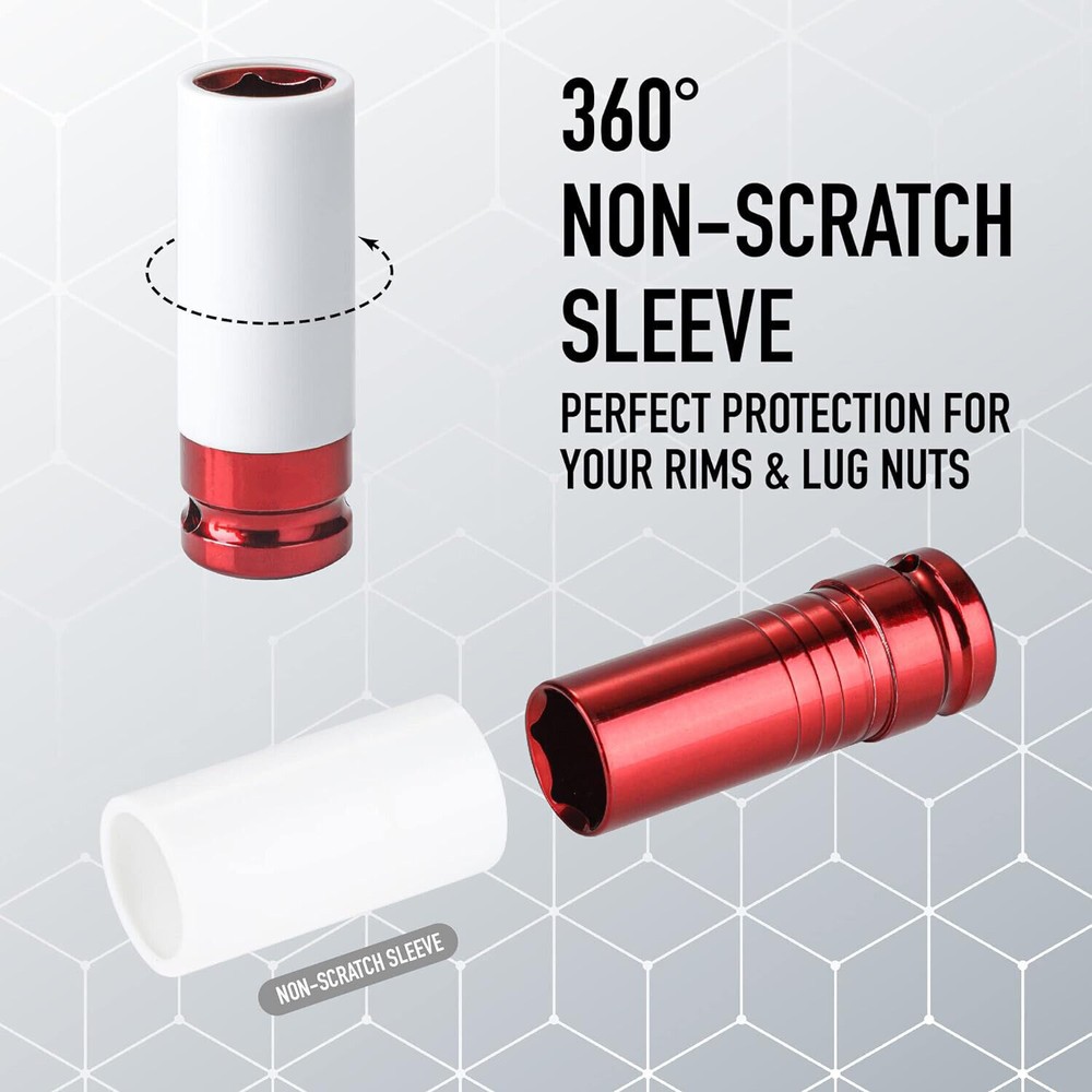 New 1/2" Drive Wheel Protector Impact Socket, Thin Wall Deep Impact Socket Set