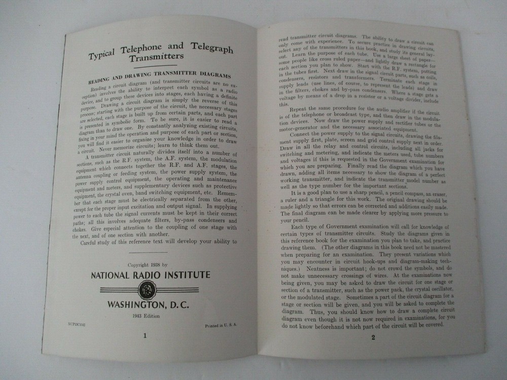 TYPICAL TELEPHONE & TELEGRAPH TRANSMITTERS REFERENCE BOOK Nat'l Radio Inst. 1943