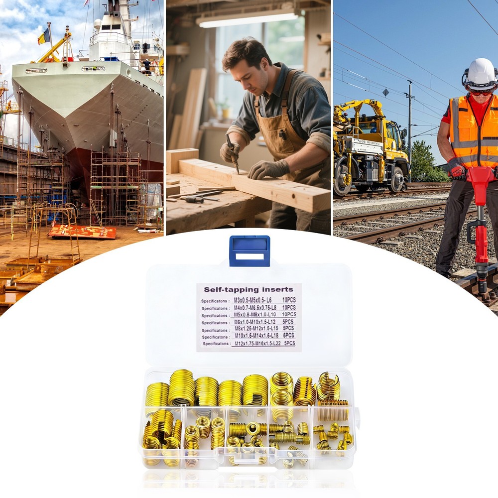 50Pcs Self Tapping Thread Inserts Set, Thread Inserts Reinforce Repair Tool