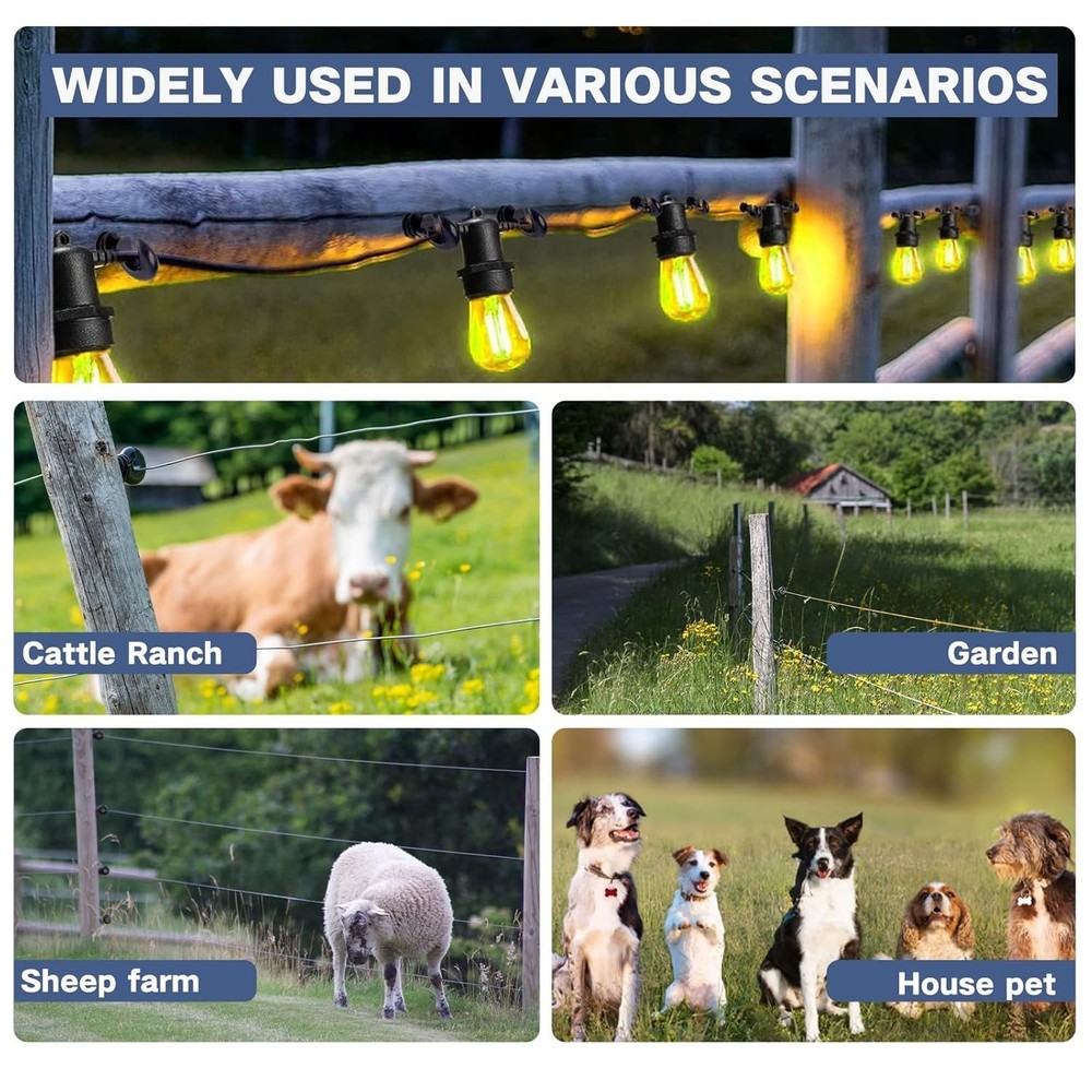 50 Pack Black Electric Fence Insulators + Socket Tool