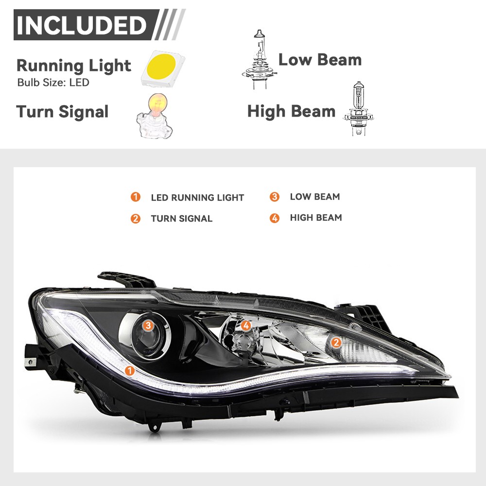 2017-2020 Chrysler Pacifica LED DRL Halogen Projector Headlight w/Bulb Passenger