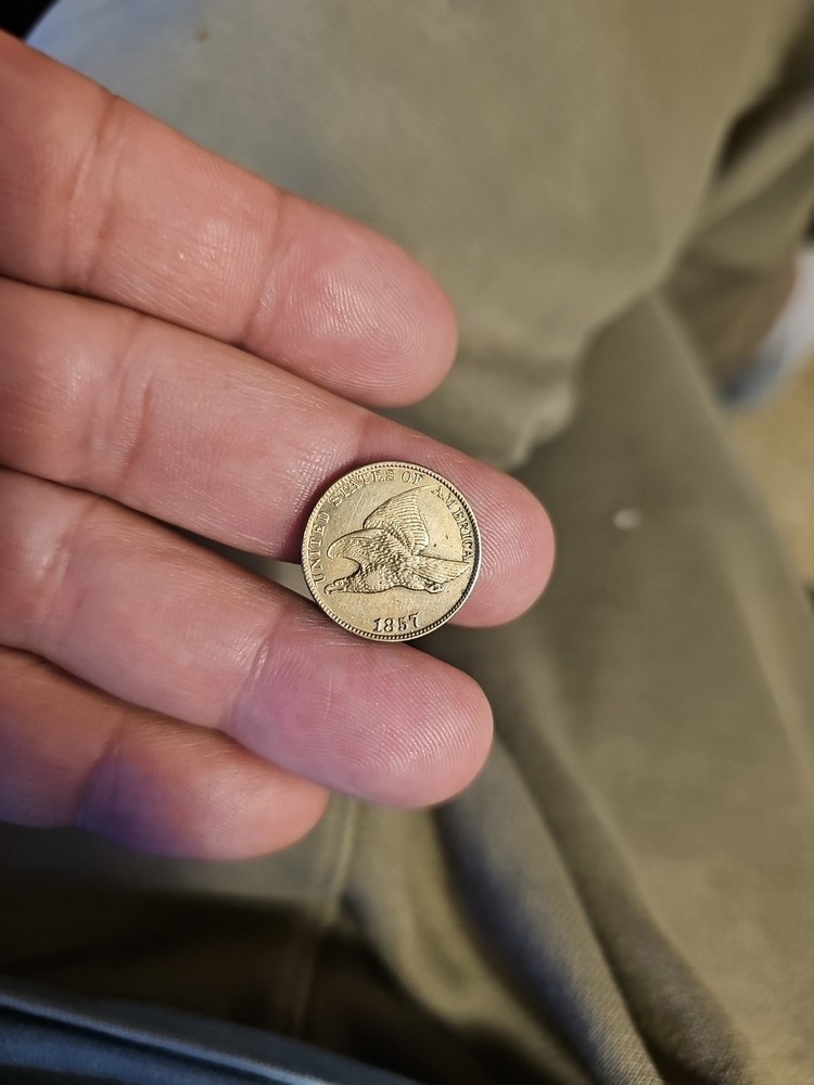 1857 Flying Eagle Cent Penny AU, Almost Uncirculated