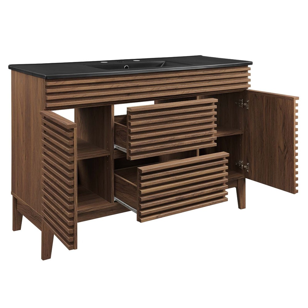 Modway Render 48" Single Bathroom Vanity in Walnut Black