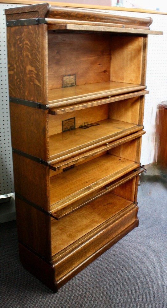 Antique Oak Globe-Wernicke 4-Stack Barrister Bookcase 58"H