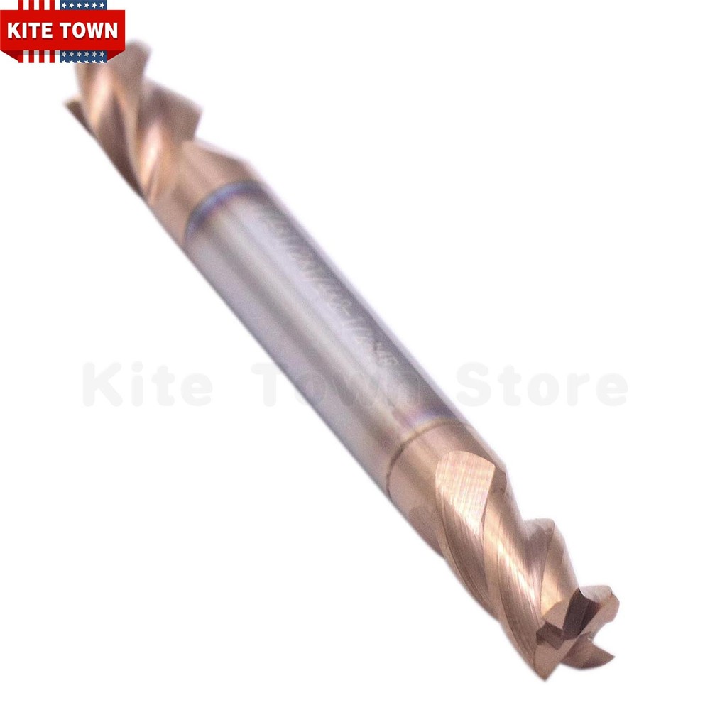5Pcs 4 Flute 1/4"x1/2"x2-1/2" Solid Carbide End Mill - Double End - TiSiN Coated