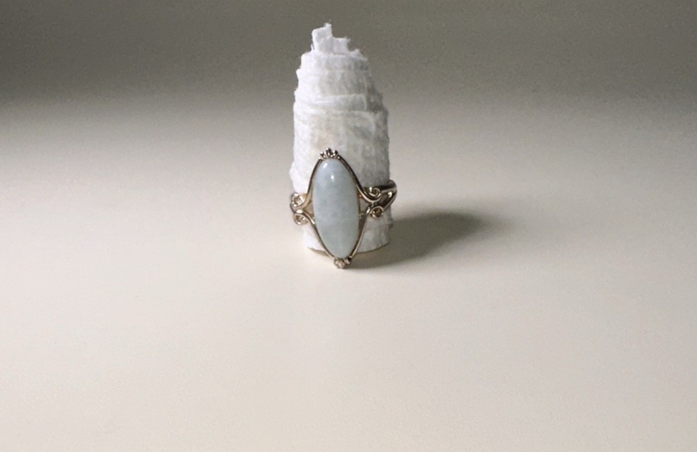PAJ /925 Sterling Silver Light Green Quartz Ring / Size 7