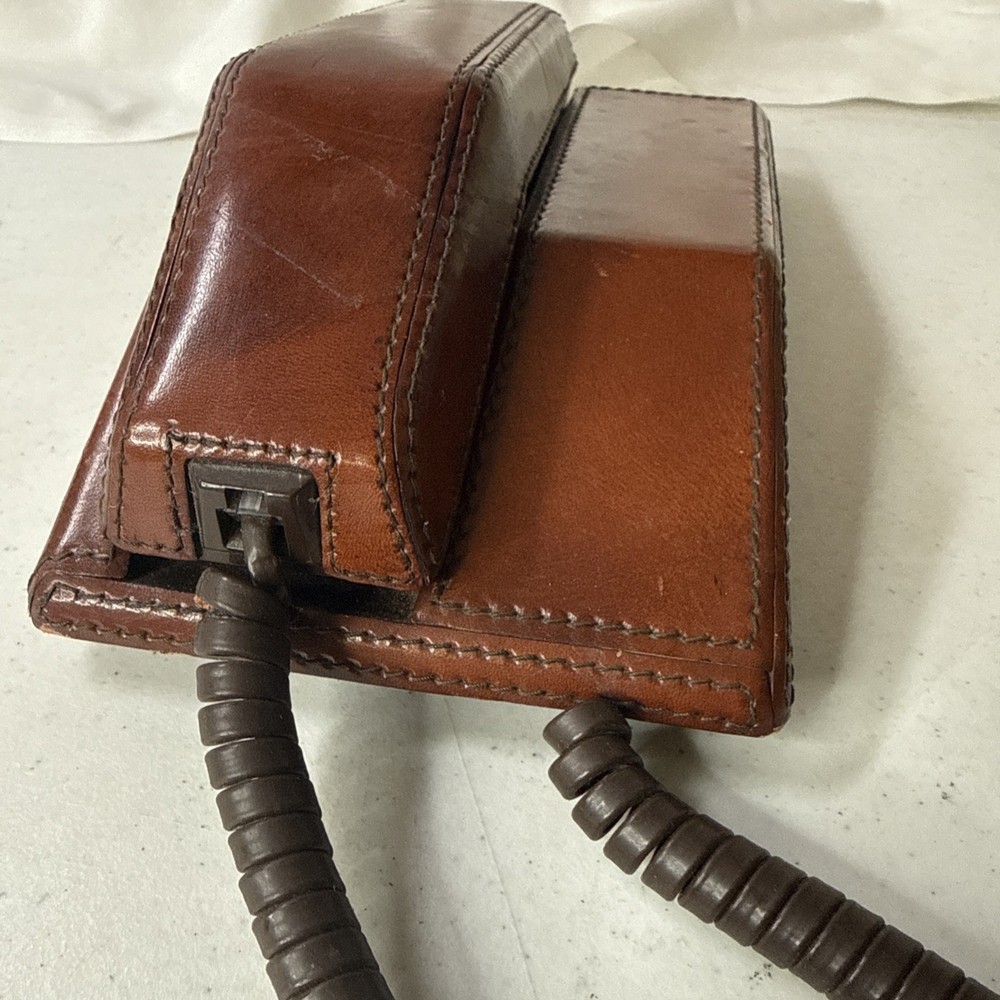 Northern Telecom Brown Leather Wrapped Push Button Telephone Prop