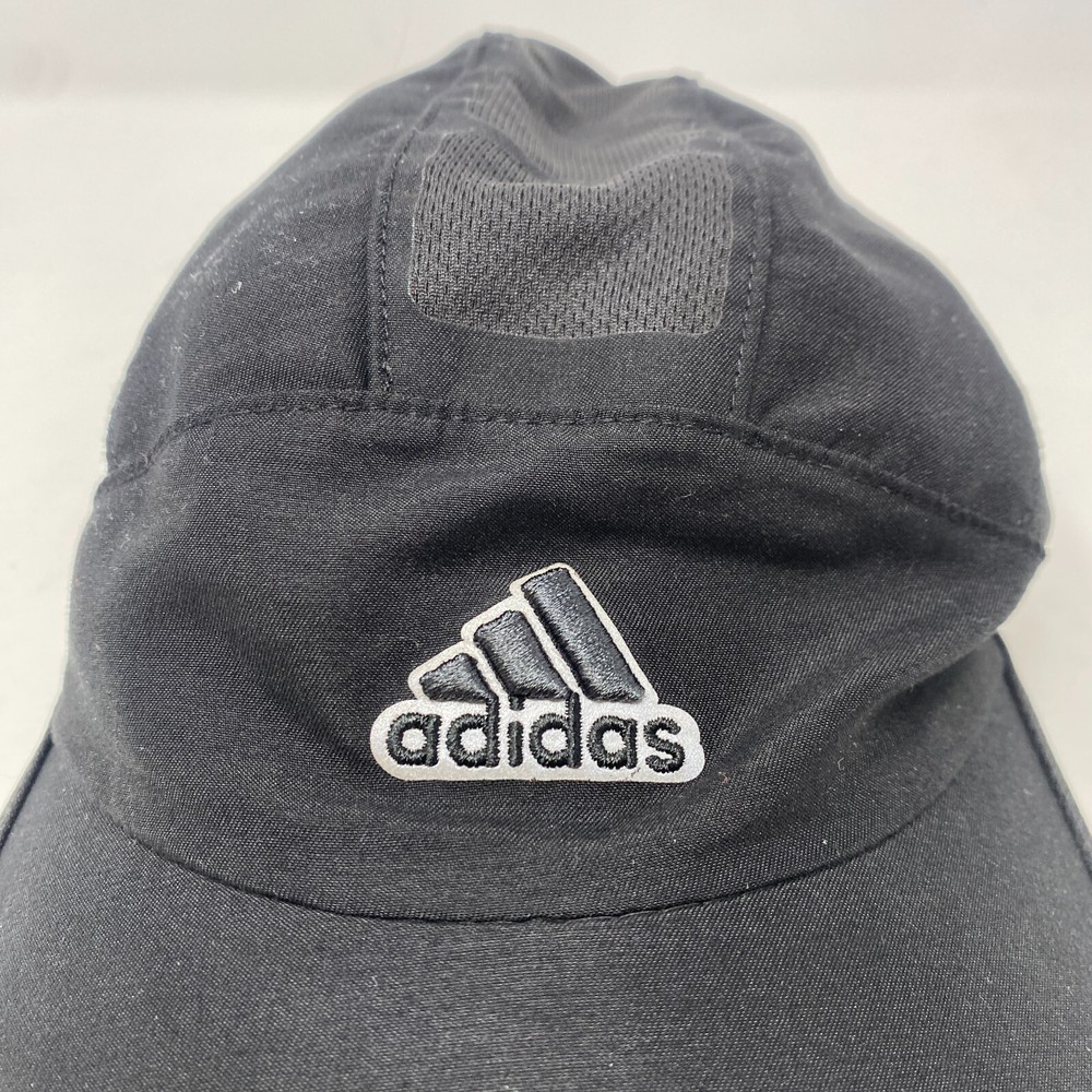 Adidas Running Athletic Mesh Hat Hook & Loop Strapback Black Lightweight Gym