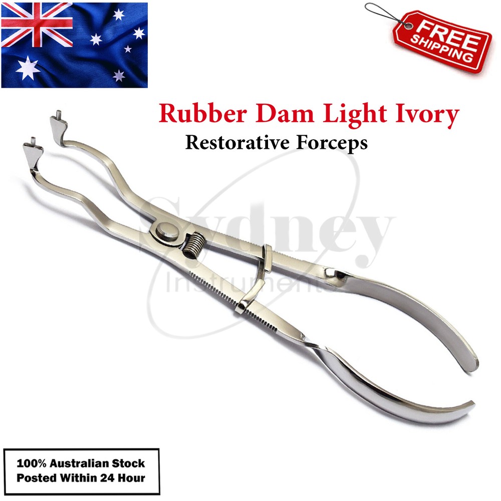 Rubber Dam Ivory Light weight Restorative Forceps Placement Endodontic Lab Tool