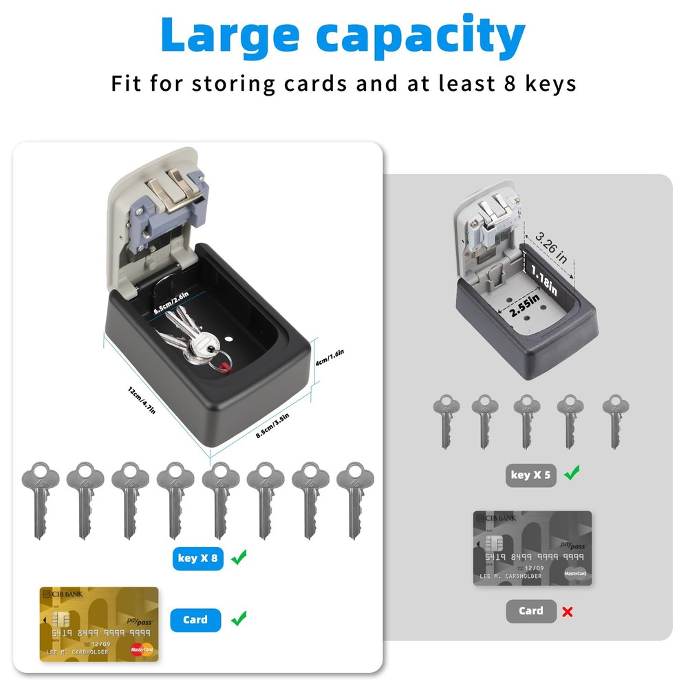 Wall-Mounted Combination Key Lock Box for Secure Storage