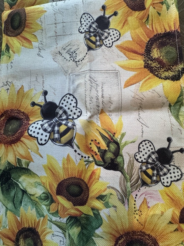 Sunflower Bee Table Runner 72x13 Farmhouse Rustic Spring Summer Decor
