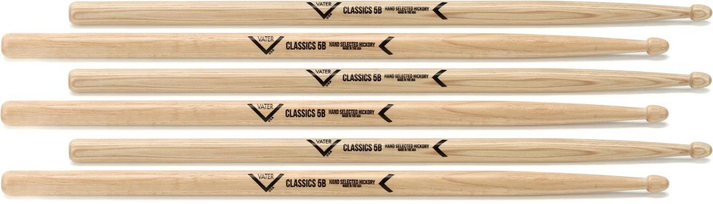 Vater Classics Drumsticks 3-pack - 5B - Wood Tip