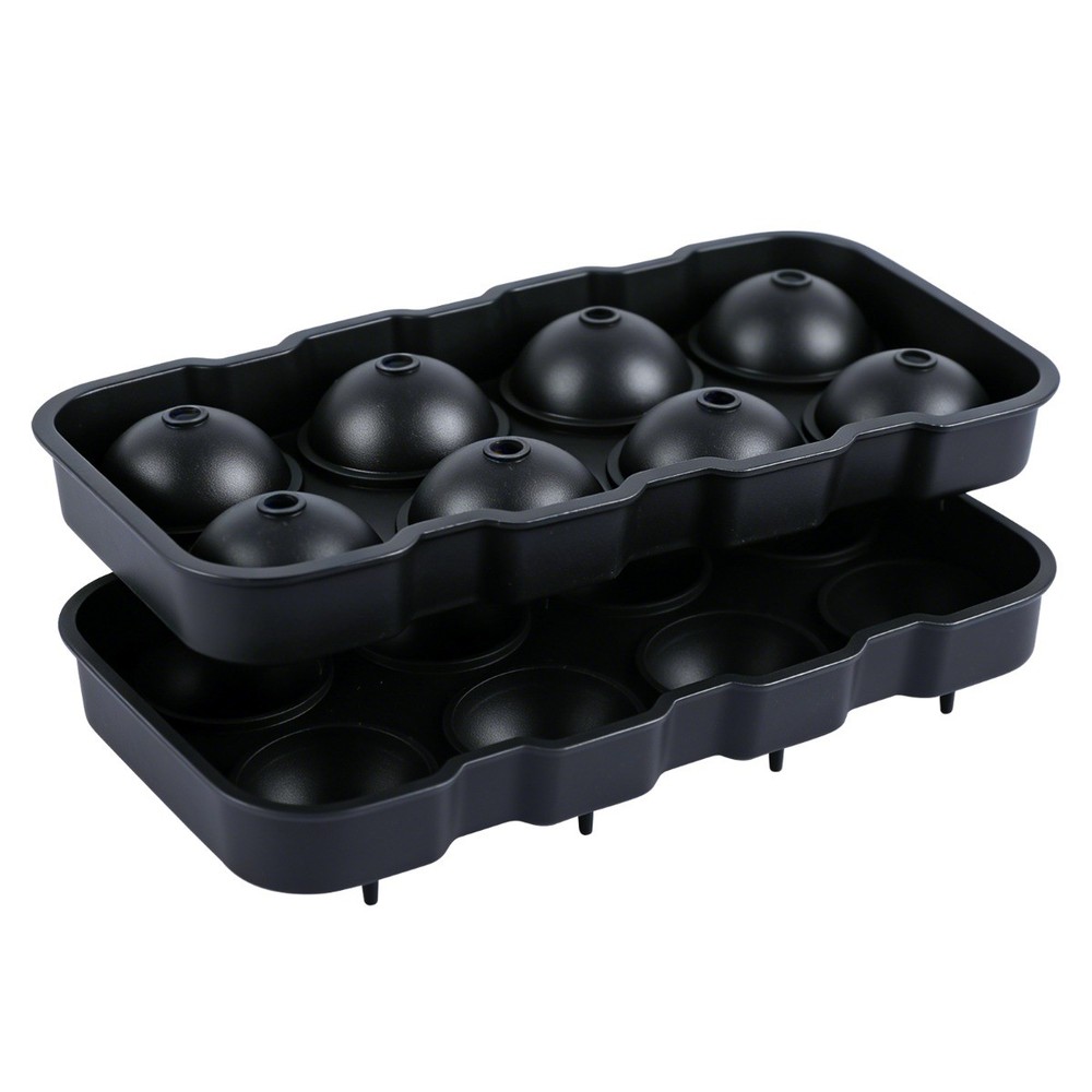 2x Round Ice Cube Mold with Lid Reusable Sphere Ice Cube Maker for Whiskey Party